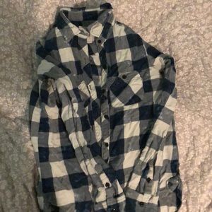 Navy Blue and white flannel